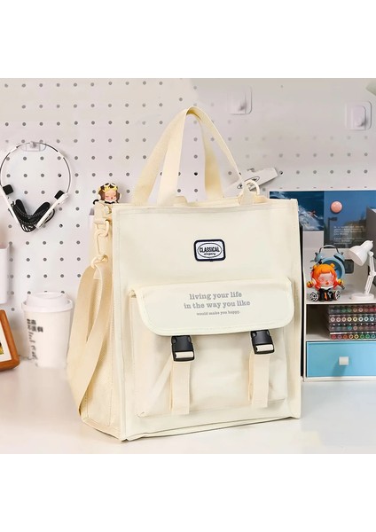 1pc Çok Cepli Su Geçirmez Büyük Kapasiteli Çanta, Okul Mevsimi Için Öğrenci Sırt Çantası, Büyük Kapasiteli Dizüstü Bilgisayar Sırt Çantası Rengi: Bej Kilit Stili (Yurt Dışından)