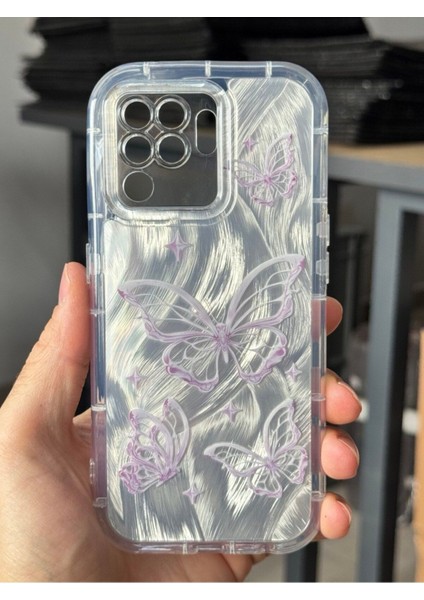 Oppo Reno 5 Lite Kılıf Sök Tak Kamera Korumalı Parlak Hologramlı Kelebek Desenli Darbe Emici fiyatları