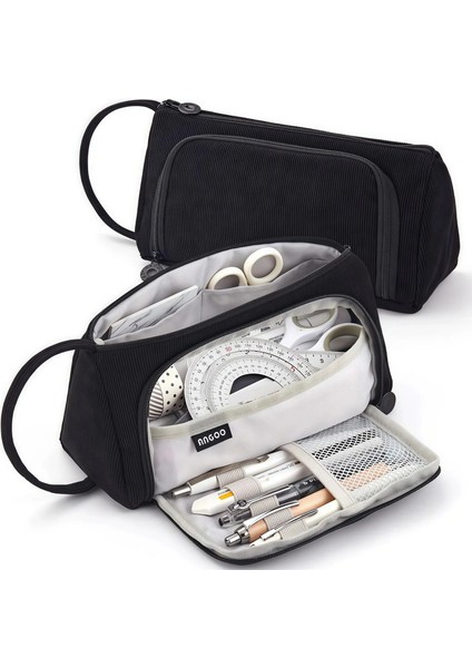 Büyük Kapasiteli Üçgen Kalem Kılıfı, Çok Işlevli Kalem Çantası, Taşınabilir ve Dalı Tasarım, Öğrenciler Için Uygun Olan Yetişkin: Siyah (Yurt Dışından)