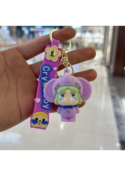 Kawaii Crybaby Keychain Karikatür Karikatür Üç Boyutlu Bebek Öğrencileri Okul Çantası Kolye Araba Ana Zincir Hediyeleri Childrencolor Için: F (Yurt Dışından)