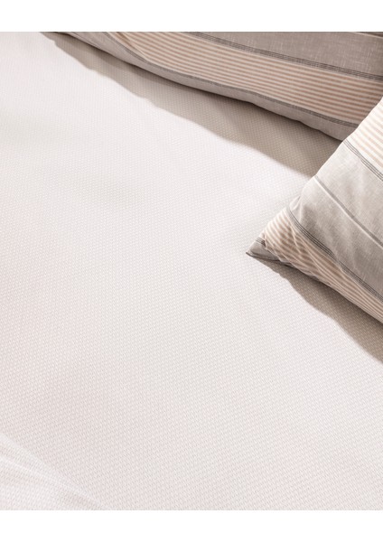 Marc King Size Pamuklu Baskılı Nevresim Takımı - Gri/Bej