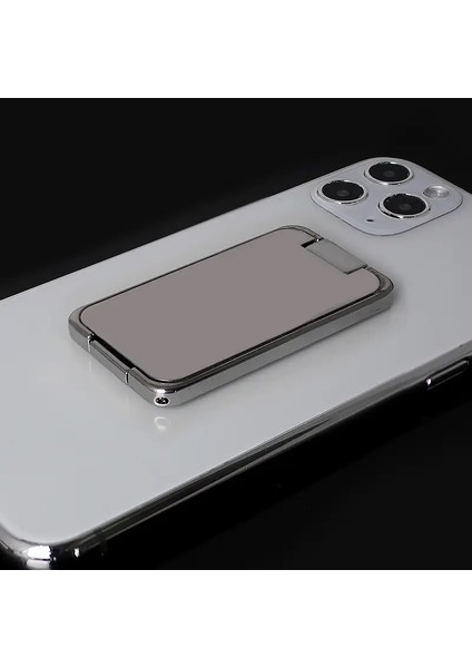 Evrensel Ultra-Int-Fold Asansör Altın Gümüş Gümüş Arka Bağlantılı Cep Telefonu Halka Braket Metal Masaüstü Masa Manyetik Stand Tutucu Renk: B-Silver (Yurt Dışından)