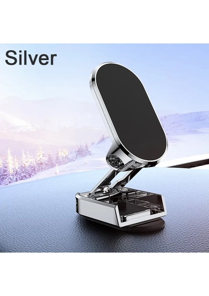 Katlanabilir Manyetik Araba Telefon Standı Mıknatıs Telefon Gösterge Paneli Tutucu 360 Derek Dönebilir Navigasyon Tutucu Araç Aksesuarları Destek Renk: Gümüş (Yurt Dışından)