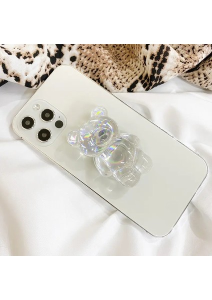 Korea Aurora Lazer Ayı Cep Telefonu Tutucu iPhone Için Grip Tok Braketi Samsung Xiaomi Katlanabilir Araba Katlanır Mobil Soket Standcolor: 3 (Yurt Dışından)