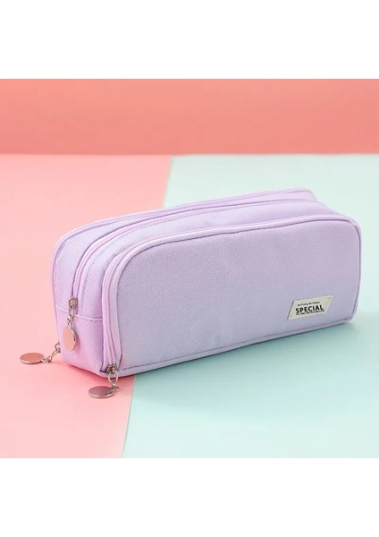 Büyük Kapasiteli Kalem Kılıfı 3 Bölme Torbası Kalem Çantası Okul Genç Kız Erkek Erkekler Kadın Renk: Mor (Yurt Dışından)