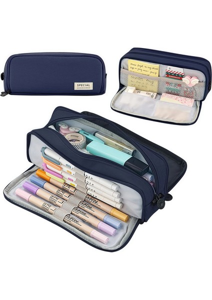 Büyük Kapasiteli Kalem Kılıfı Sevimli Pencil Kılıfı Öğrenci Kalıtım Kılıfı Malzemeler Kırtasiye Kalıcılık Kılıf Kılıf Kılıf Kılıfı Renk: Lacivert (Yurt Dışından)