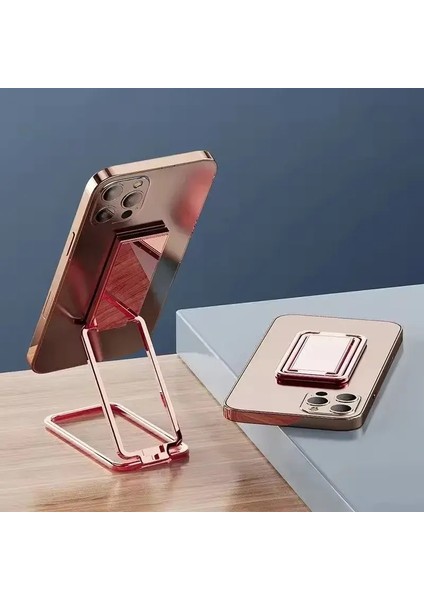 Metal Universal Finger Ring Telefon Tutucu Stand Braketi Mini Telefon Tutucusu 360 Derece Cep Telefonu Pedi Geri Çıkartma Rengi: Gül Altın (Yurt Dışından)