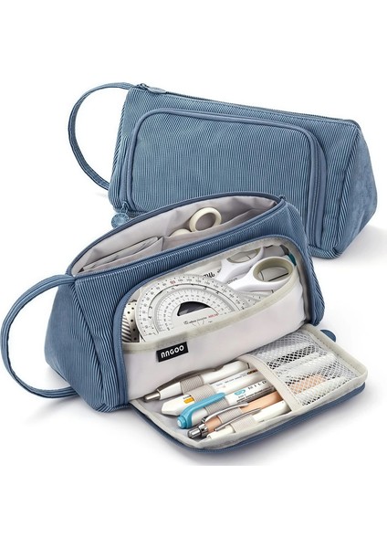 Büyük Kapasiteli Üçgen Kalem Kutusu, Çok Işlevli Kalem Çantası, Taşınabilir ve Dalı Tasarım, Öğrenciler Için Uygun Yetişkinler Renk: Donanma (Yurt Dışından)