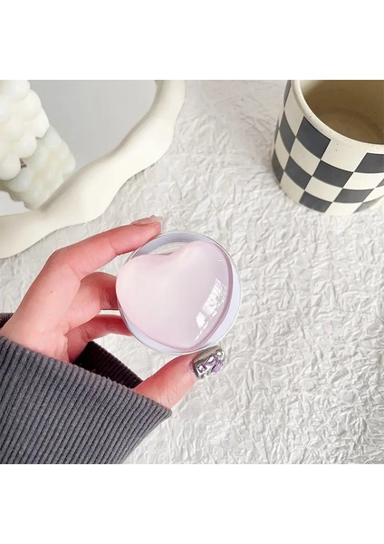 Sevimli Cam Kalp Tasarımı Manyetik Telefon Kavrama Tutucu Soket Cep Desteği Magsafe iPhone Mac Güvenli Yüzük Parmağı Genişletme Standkolor: Pembe (Yurt Dışından)