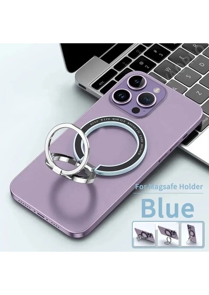 Manyetik Evrensel Cep Telefonu Parmak Yüzüğü Tutucusu Taşınabilir Katlanabilir Masaüstü Magsafe Araba Montaj Braketi iPhone 13 14 Xiaomi Renk: Mavi (Yurt Dışından)