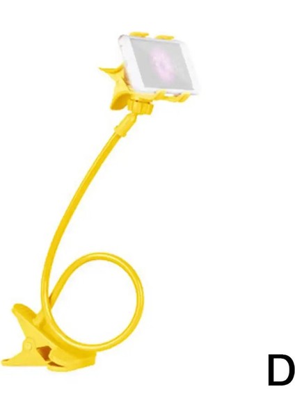 360 Evrensel Tembel Braket Cep Telefonu Tutucu Taşınabilir Esnek Yatak Masaüstü Braket Akıllı Telefonlar Tablo Klips Stand Taban Destek Renk: Sarı (Yurt Dışından)