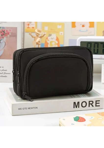 Kawaii Kalem Kılıfı 3 Katmanlar Sevimli Kalem Çantası Büyük Kapasiteli Öğrenci Için Koreli Organizatör Çantası Okula Geri Malzemeler Kırtasiye Renk: Logo-Black Yok (Yurt Dışından)