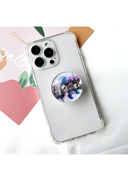 Mermer Desen Kristal Cam Telefon Tutucusu Katlanabilir Cep Telefonu Soketi Kristal Cam Telefon Tutamakları Renk: P186-7 (Yurt Dışından)