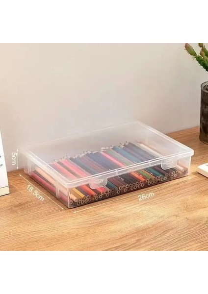 Büyük Kapasiteli Kalem Kasası Aşınma Dirençli Şeffaf Plastik Kalem Kutusu Işaretleyici Renkli Kurşun Boyama Saklama Kağıdı Kağıt Organizasyon: S (Yurt Dışından)