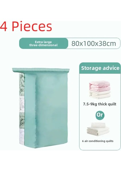 Vakum Sıkıştırma Çantası Pomma Giysisi Yorgan Depolama Ev Çantası Büyük 3D Vakum Sıkıştırma Torbaları Renk: 4 Pc 80X100X38CM (Yurt Dışından)