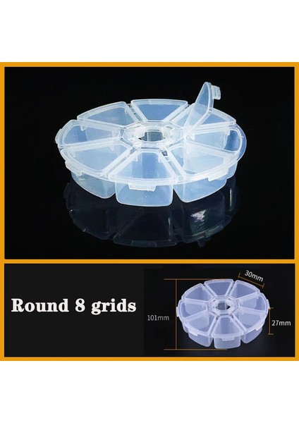 Şeffaf Plastik Kutu Vidalı Bölme Kutusu Takı Küpe Kılıf Kılıfı Konteyner Temiz Terminal Organizatör Araç Saklama Kutuları Renk: 8 Grids-Round (Yurt Dışından)