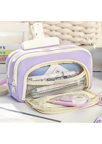 Kalem Kılıfı Büyük Kapasiteli Kalem Çantası El Pen Çantası Kozmetik Taşınabilir Hediye Ofis Okulu Teen Girl Erkek Erkek Kadınlar Yetişkin Renk: Lavanta (Yurt Dışından)