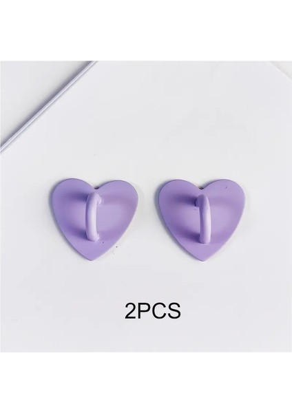 2/5pcs Sevimli Dıy Yapıştırıcı Telefon Cazibesi Metal Kalp Cep Telefonu Çanak Çemberi Standı Telefon Zinciri Dekorasyon Kancası: 2pcs Mor (Yurt Dışından)
