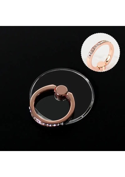 Şeffaf Daire Parmak Cep Telefonu Tutucu Aksesuarlar Araba Montajı Evrensel Stand Cep Telefonu Braketi Samsung Iphone 15 Renk: Rosegolden (Yurt Dışından)