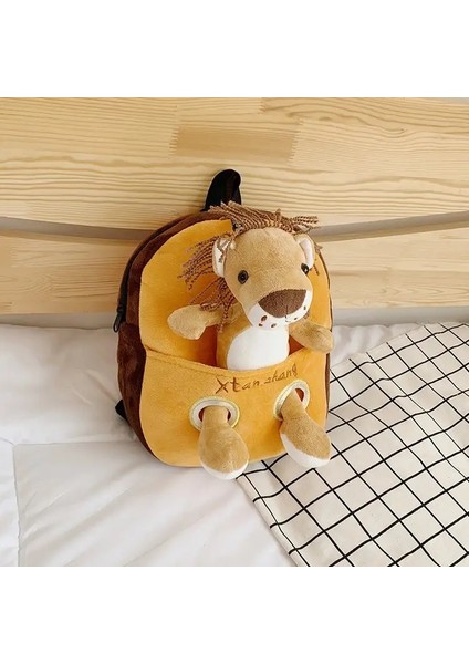 Anti Go Lost Kid Küçük Sırt Çantası Karikatür Peluş Bebek Çantalar Sevimli Hayvan Flamingo Çocuklar Okul Sırt Çantası Outing Boş Zaman Çantası Renk: Sarı Aslan (Yurt Dışından)