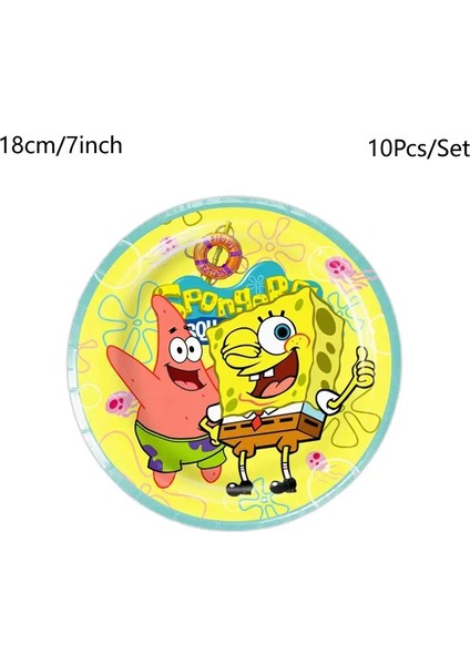 Spongebob Squarepants Parti Dekorasyonları Tek Kullanımlık Sofra Sabah Plaka Maskesi Kecikme Çocuk Doğum Günü Partisi Bebek Duş Doğum Günü Temalı: Kupa 10 Pcs (Yurt Dışından)