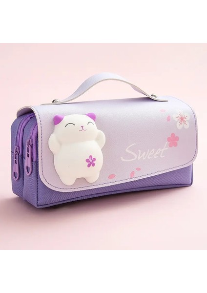 Kawaii Kalem Kılıfı Sevimli Poşet Büyük Kapasiteli Kalem Depolama Çantası Dekompresyonu Yaratıcı Kore Kırtasiye Okul Malzemeleri Girlscolor: Mor Bear (Yurt Dışından)