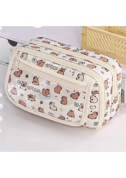 9 Katmanlı Büyük Kapasiteli Kalem Kılıfı Şeffaf Bölme ve Manyetik Düğme Geri Alma Rengi Için Flip: Kapibala (Yurt Dışından)