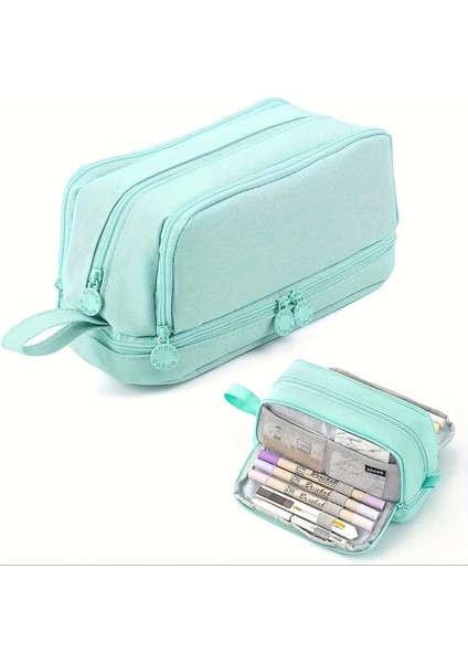 Kawaii Kalem Çantası Büyük Kapasiteli Çok Bölümlü Su Geçirmez Kalem Kılıfı Sevimli Kore Kırtasiye Okul Masası Organizercolor: Yeşil (Yurt Dışından)