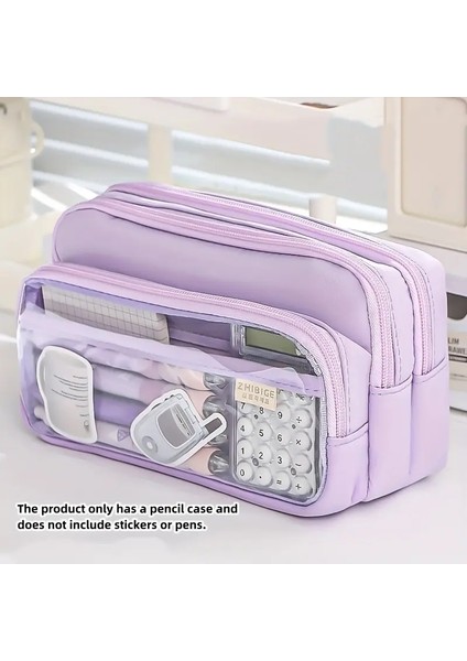 1pcnew Büyük Kapasiteli Kırtasiye Çantası, Kırtasiye Pencil Notu Pen Depolama Çantası, Kalem Kılıfı, Taşınabilir Kozmetik Depolama Bagcolor: Mor (Yurt Dışından)