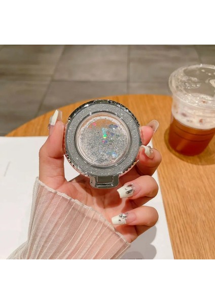 360 Dönen Bling Hızlı Kaplama Parmak Halkası Tutucu Moda Parçacağı Stand Kavrama Cep Telefonu Geri Çıkartma Soketi Braket Renk: Gümüş (Yurt Dışından)