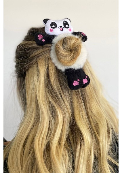 Peluş Panda Figürlü Simit Toka