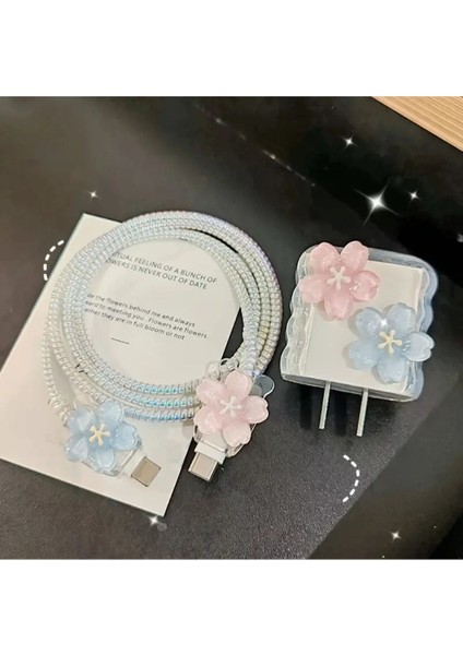 18W/20W Apple iPhone Uyumlu Renkli Çiçek Şarj Aleti Koruyucu Şarj Kablosu Örme Aparatlı Koruyucu Toparlayıcı fırsatları