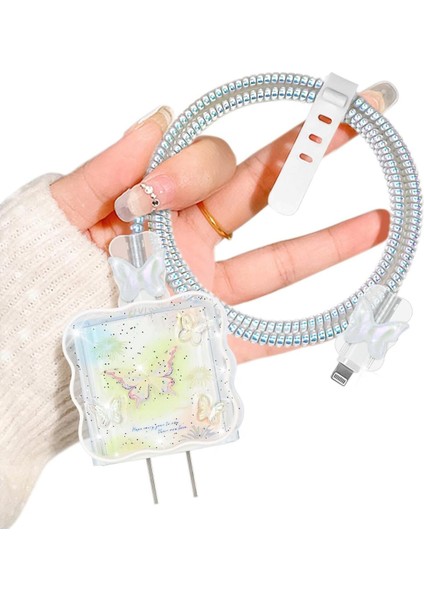 18W/20W Apple iPhone Uyumlu Renkli Kelebek Şarj Aleti Koruyucu Şarj Kablosu Örme Aparatlı Koruyucu Toparlayıcı modelleri