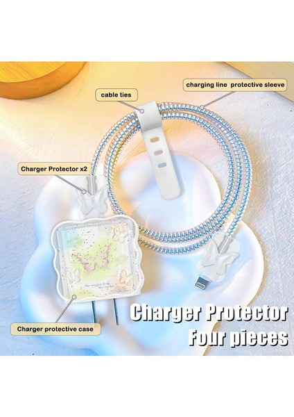 18W/20W Apple iPhone Uyumlu Renkli Kelebek Şarj Aleti Koruyucu Şarj Kablosu Örme Aparatlı Koruyucu Toparlayıcı fırsatları