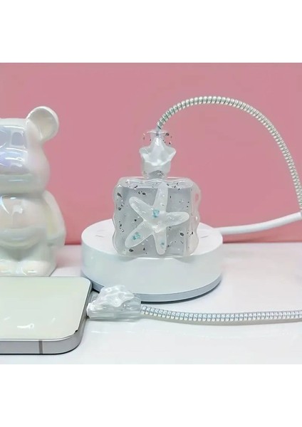 18W/20W Apple iPhone Uyumlu Deniz Yıldızı Şarj Aleti Koruyucu Şarj Kablosu Örme Aparatlı Koruyucu Toparlayıcı modelleri