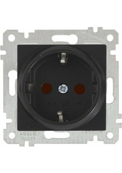 Topraklı Priz Metalik Siyah 2200 600 0284 Çerçeve Hariç