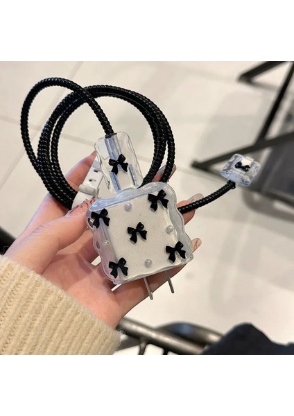 18W/20W Apple iPhone Uyumlu Siyah Fiyonk Şarj Aleti Koruyucu Şarj Kablosu Örme Aparatlı Koruyucu Toparlayıcı fırsatları