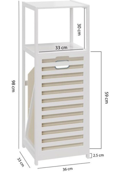 Bambu Beyaz Mat Lake Kirli Sepetli 2 Raflı Banyo Düzenleyici Çamaşır Sepeti DB-0020 fırsatları