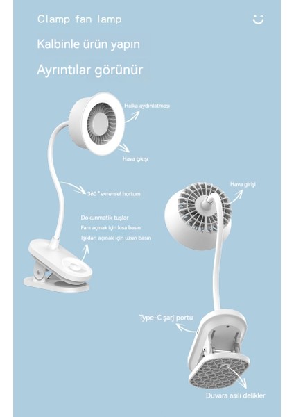 Luxıxı Yaratıcı Duvar Klipsi Fan Masa Lambası Ikisi Bir Arada Yüksek Hızlı Turbo Fan Lambası (Yurt Dışından) modelleri