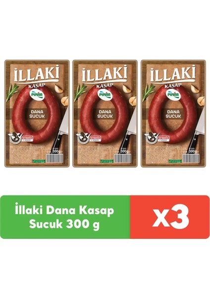 İllaki Dana Kasap Sucuk 300 Gr x 3 Adet