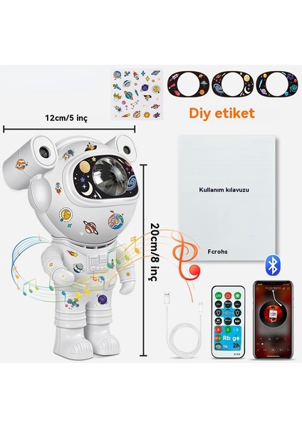 Çocuk Yıldızı Dıy Astronot Projektör Gece Lambası Bluetooth Hoparlör Uzaktan Kumanda 360 Ayarlanabilir Tasarım Bulutsu Galaksi Aydınlatma (Yurt Dışından) fiyatları