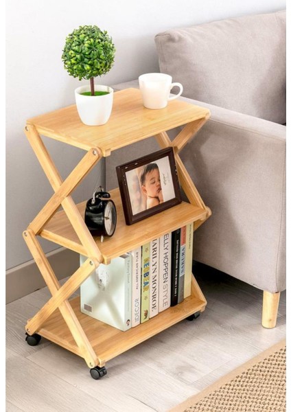 Bambu 3 Raflı Tekerlekli Sehpa Düzenleyici Raf Çok Amaçlı Organizer DB-0023 fiyatları