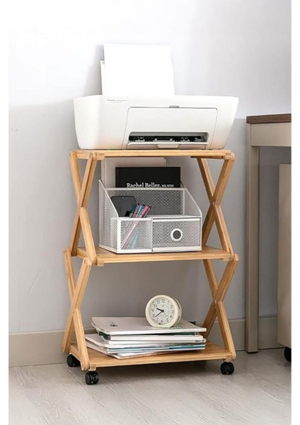 Bambu 3 Raflı Tekerlekli Sehpa Düzenleyici Raf Çok Amaçlı Organizer DB-0023 fırsatları