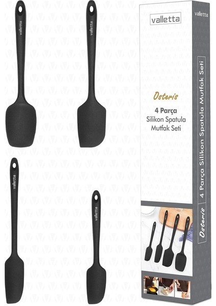 Osteris Isıya Dayanıklı Yanmaz Yapışmaz Silikon Spatula Seti 4 Parça Siyah (Yurt Dışından) modelleri