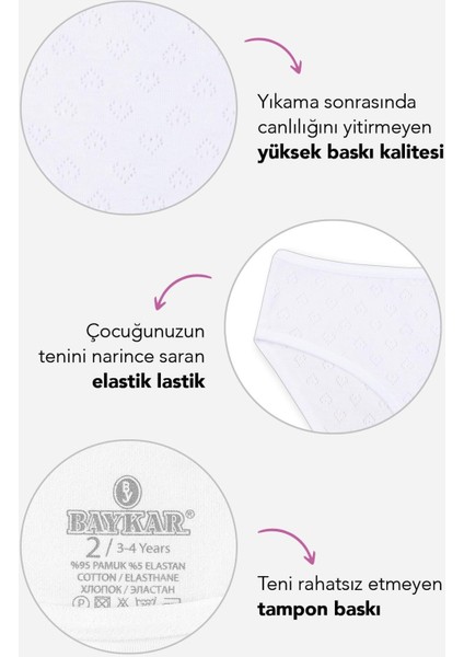 Kız Çocuk Beyaz Pamuklu Transfer Ribanalı Basic Külot 3lü Paket 5062 Beyaz fırsatları