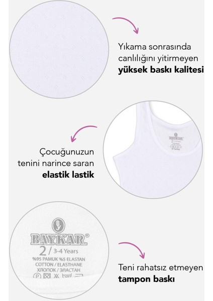 Kız Çocuk Pamuklu Transfer Ribanalı Klasik Düz Atlet 3'lü Paket 4064 Beyaz modelleri