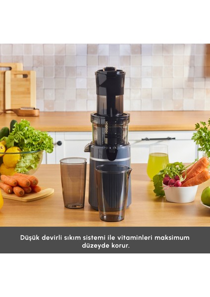 Fresh Press Slow Juicer Yavaş Sıkım Katı Meyve Sıkacağı Antrasit