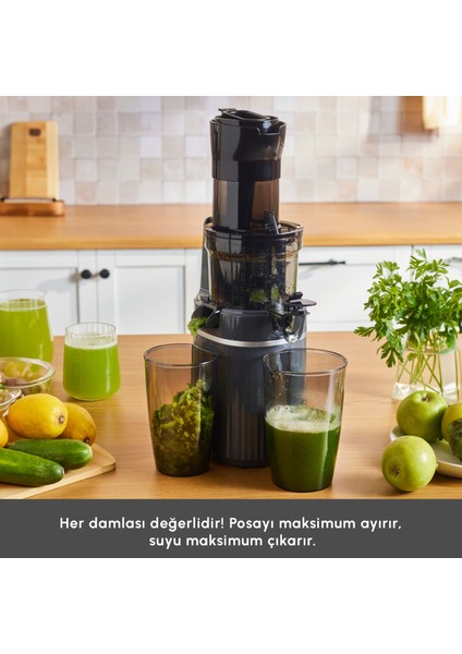 Fresh Press Slow Juicer Yavaş Sıkım Katı Meyve Sıkacağı Antrasit