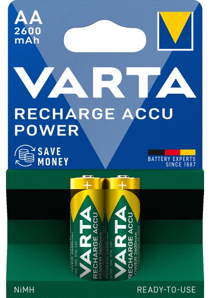 Rechargeable Accu Ready 2 Use AA 2600mAh Kalem Pil Şarj Edilmiş Kullanıma Hazır 2'li