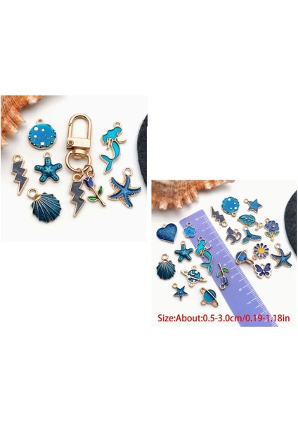 Blue Set 20 Parça Yıldız & Çiçek & Kalp / Bileklik & Küpe & Kolye Ucu modelleri